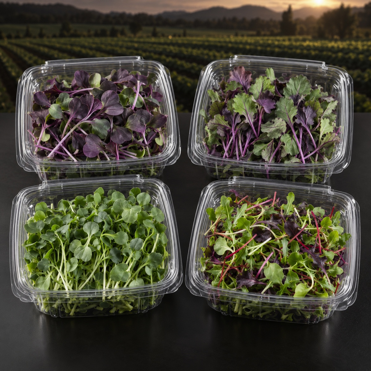 Color and Antioxidant subscription box with colorful microgreens