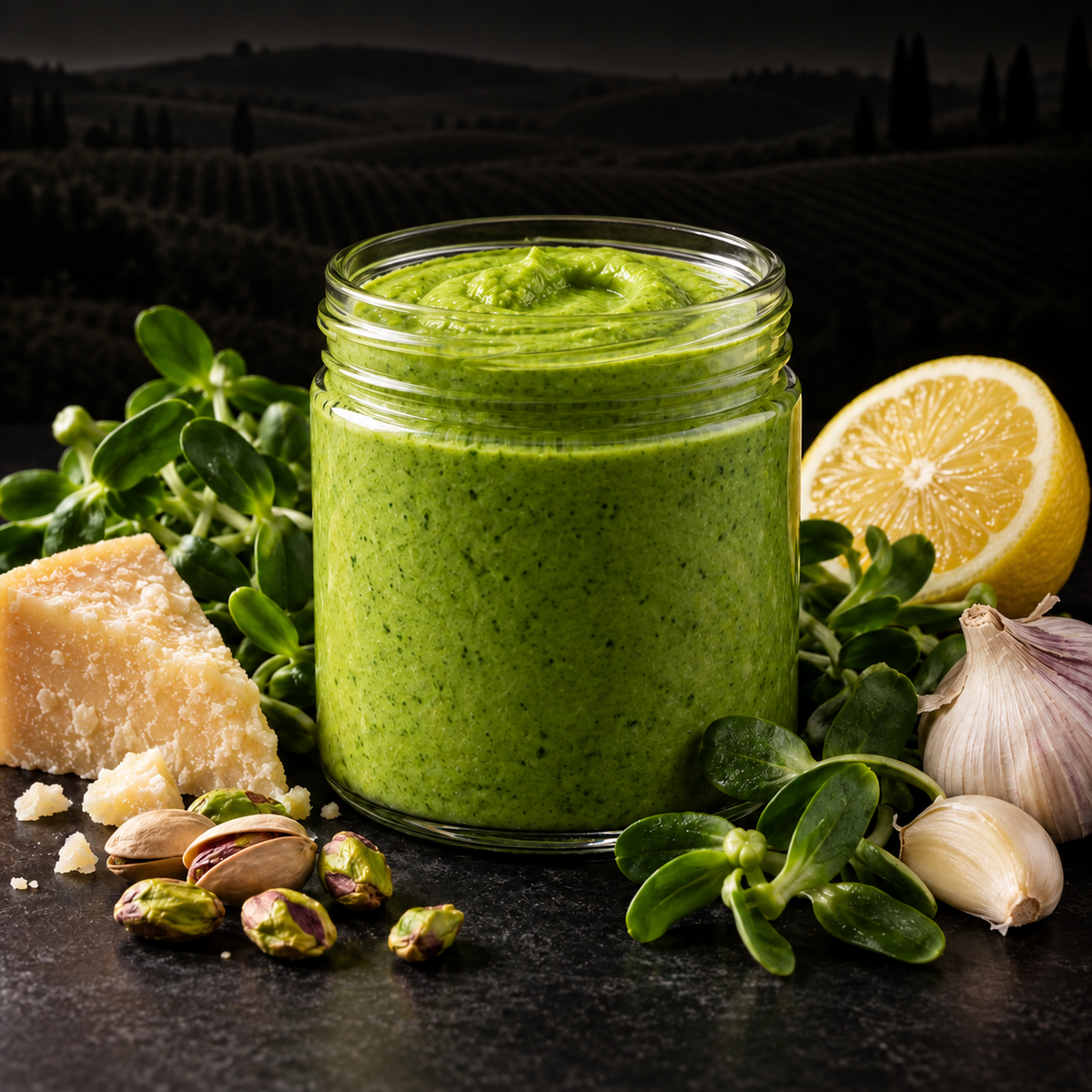 One jar of bright green Selvaggio Smart Spread