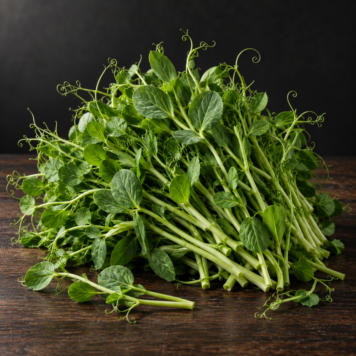 Fresh speckled pea shoots