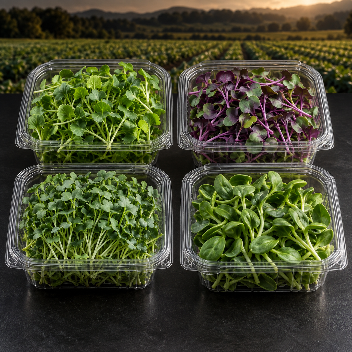 Spicy and Bold subscription box with fresh microgreens