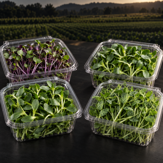 Tried and True Trifecta subscription box with sunflower, radish, and pea shoot microgreens